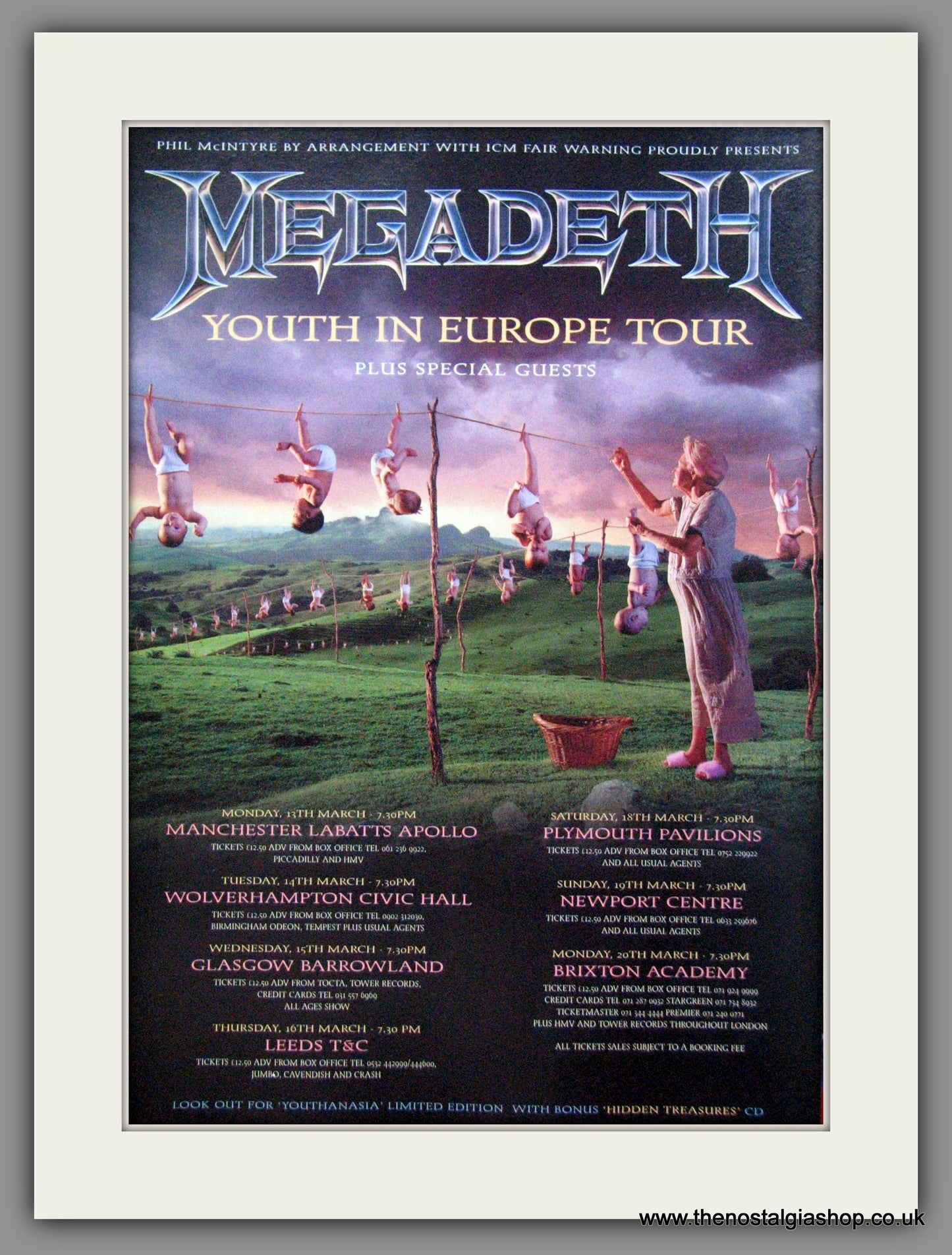 Megadeth. Youth In Europe Tour. 1995 Original Advert (ref AD55000)