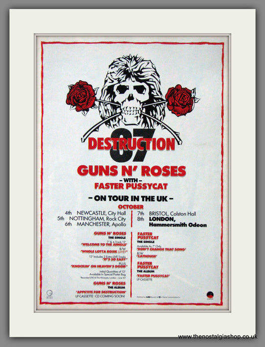 Guns N' Roses. UK Tour with Faster Pussycat. 1987 Original Advert (ref AD55014)