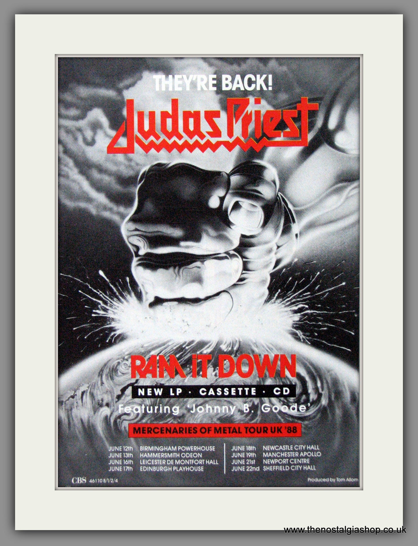 Judas Priest. Ram It Down. UK Tour Dates. 1988 Original Advert (ref AD55023)