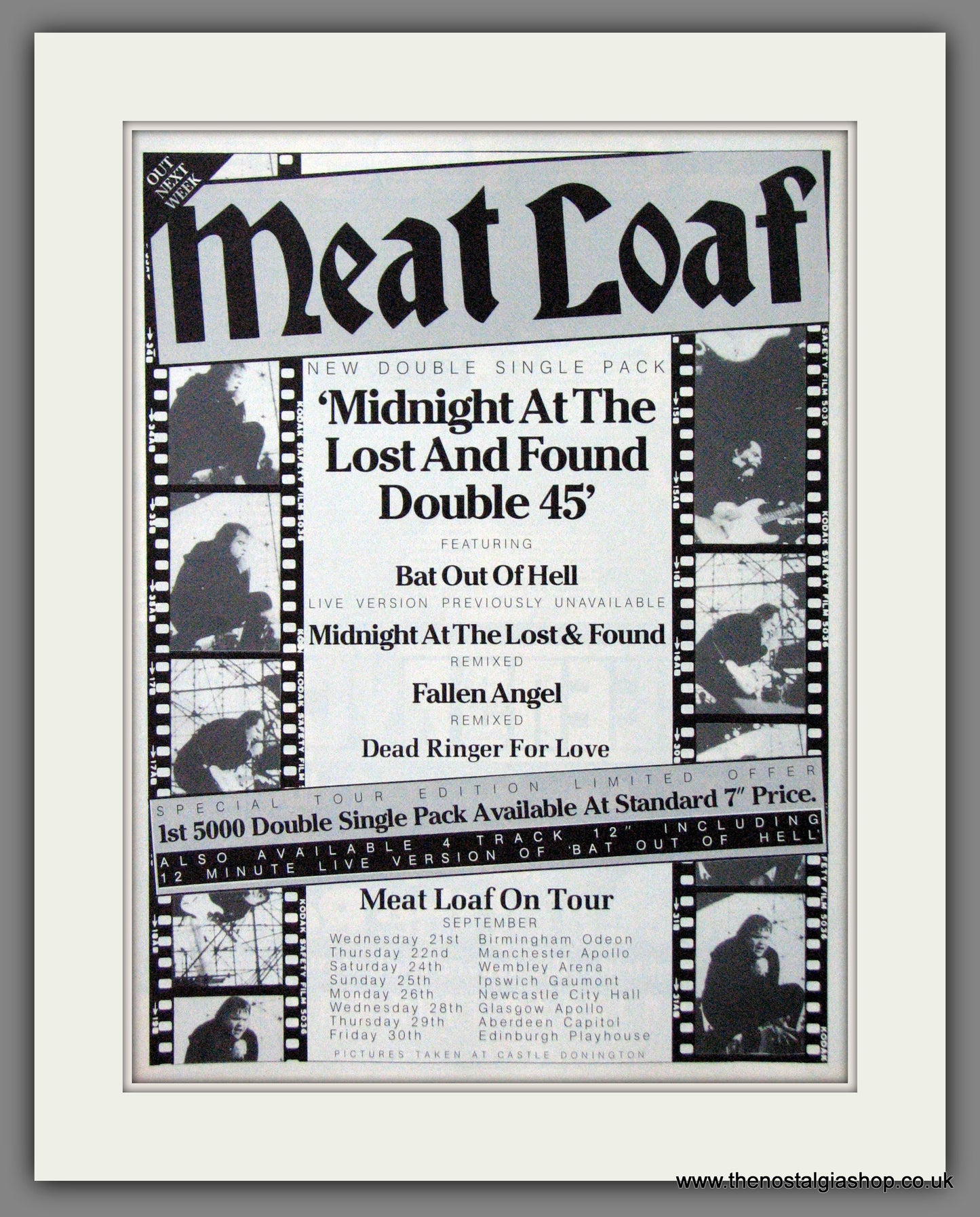 Meat Loaf. Midnight At The Lost And Found. 1983 UK Tour. Original Advert (ref AD55025)