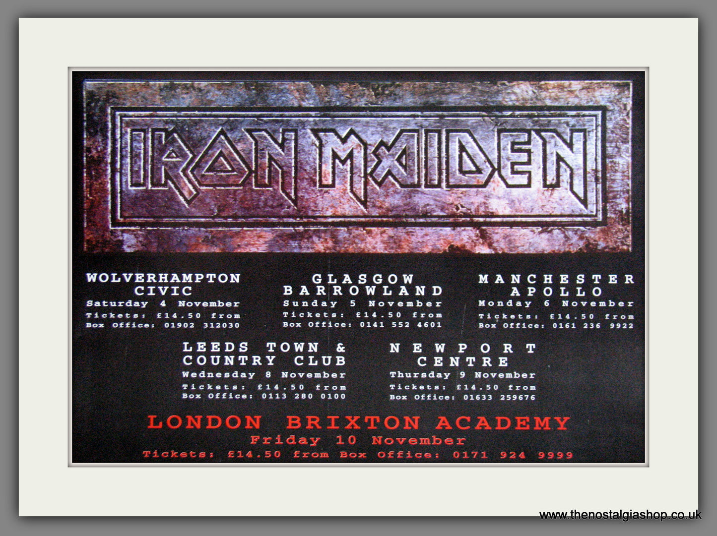 Iron Maiden. UK Shows. 1995. Original Advert (ref AD55033)