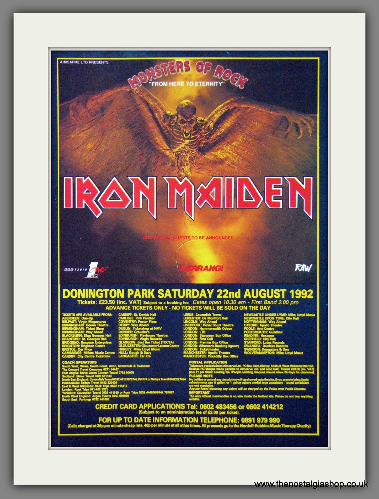 Iron Maiden. Monsters Of Rock 1992. Original Advert (ref AD55047)