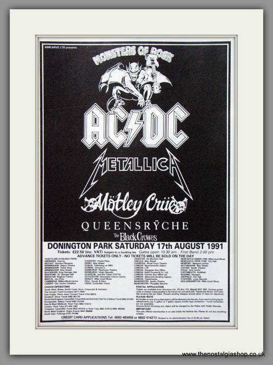 AC DC. Monsters Of Rock. 1991 Original Advert (ref AD55061)