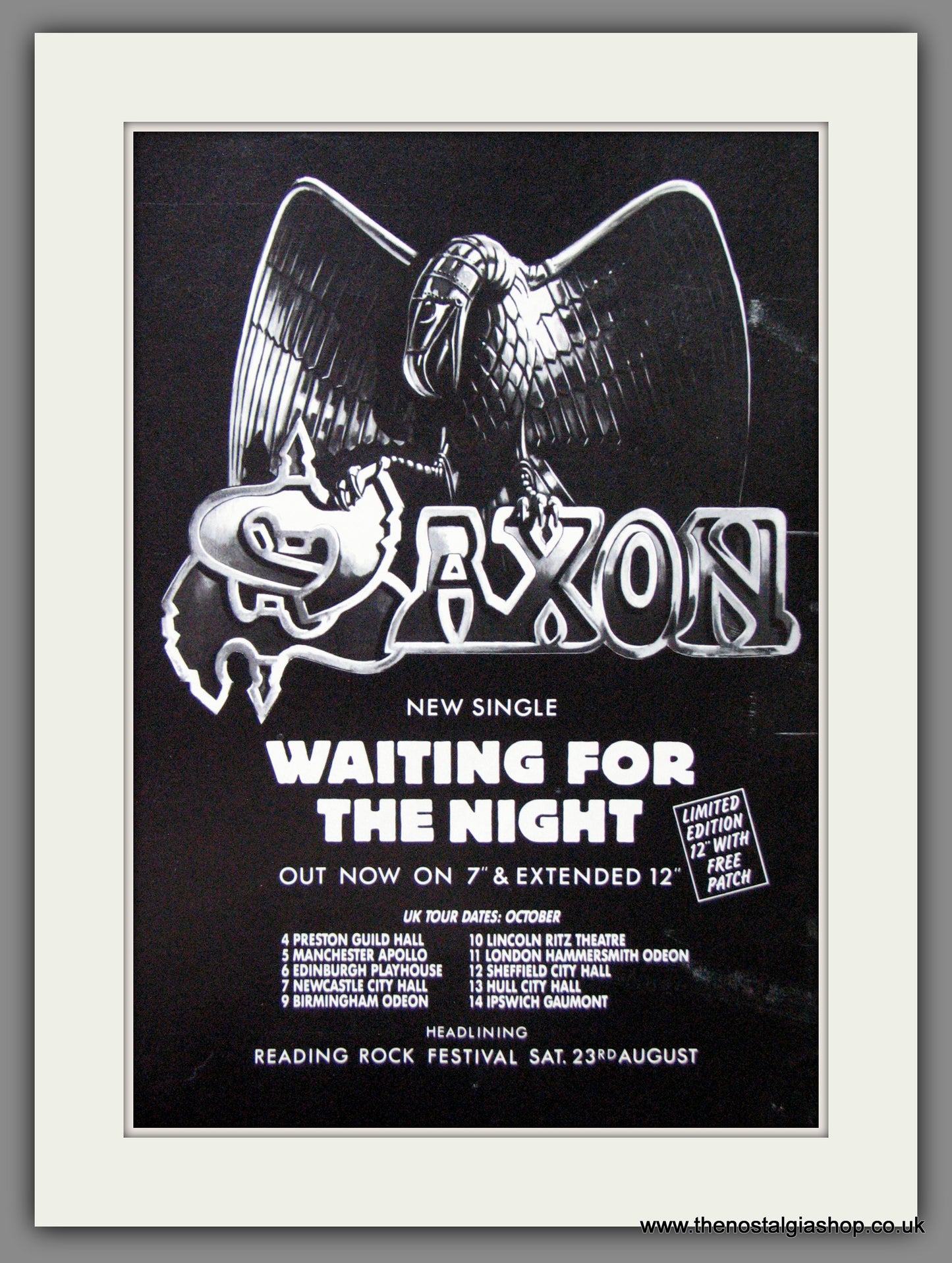 Saxon. Waiting For The Night. UK Tour Dates. 1986 Original Advert (ref AD55063)