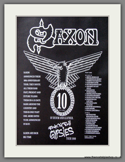 Saxon. 10 Years of Denim And Leather. UK Tour. 1990 Original Advert (ref AD55069)