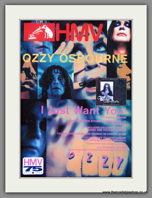 Ozzy Osbourne. I Just Want You 1996. Original Advert (ref AD55078)