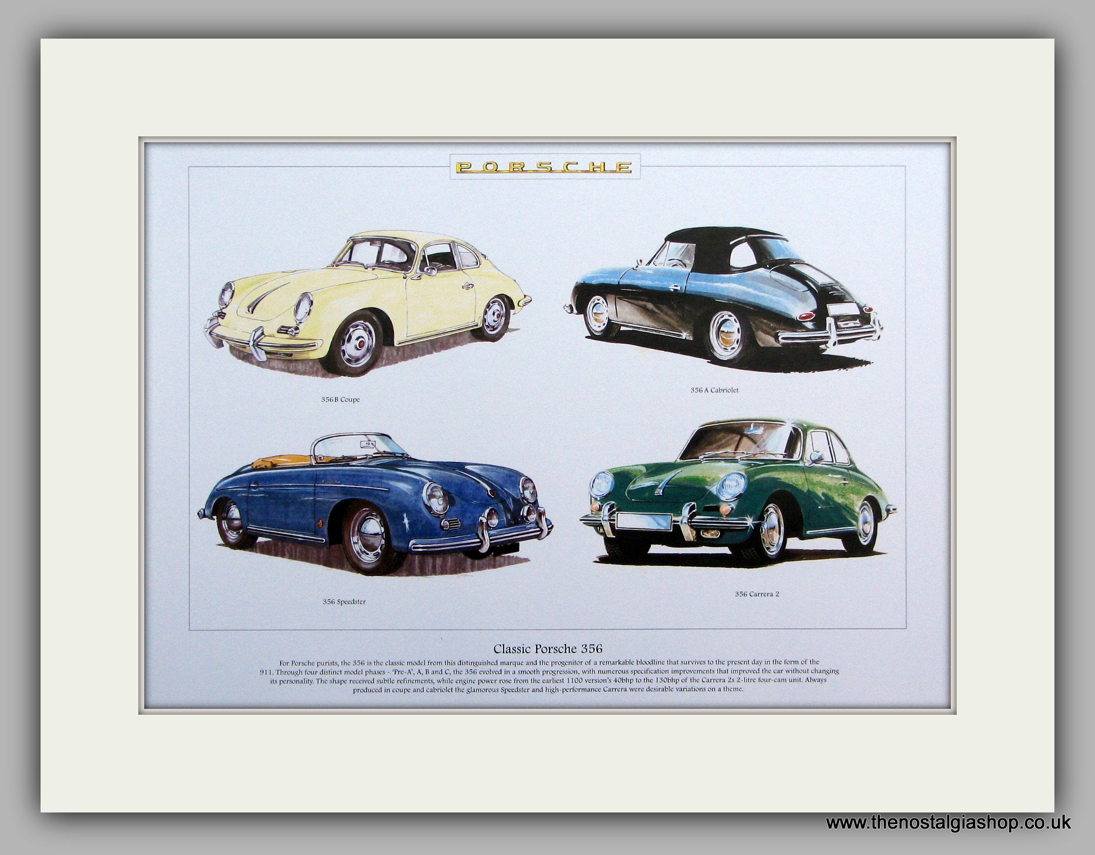 Porsche 356. Mounted Print – The Nostalgia Shop