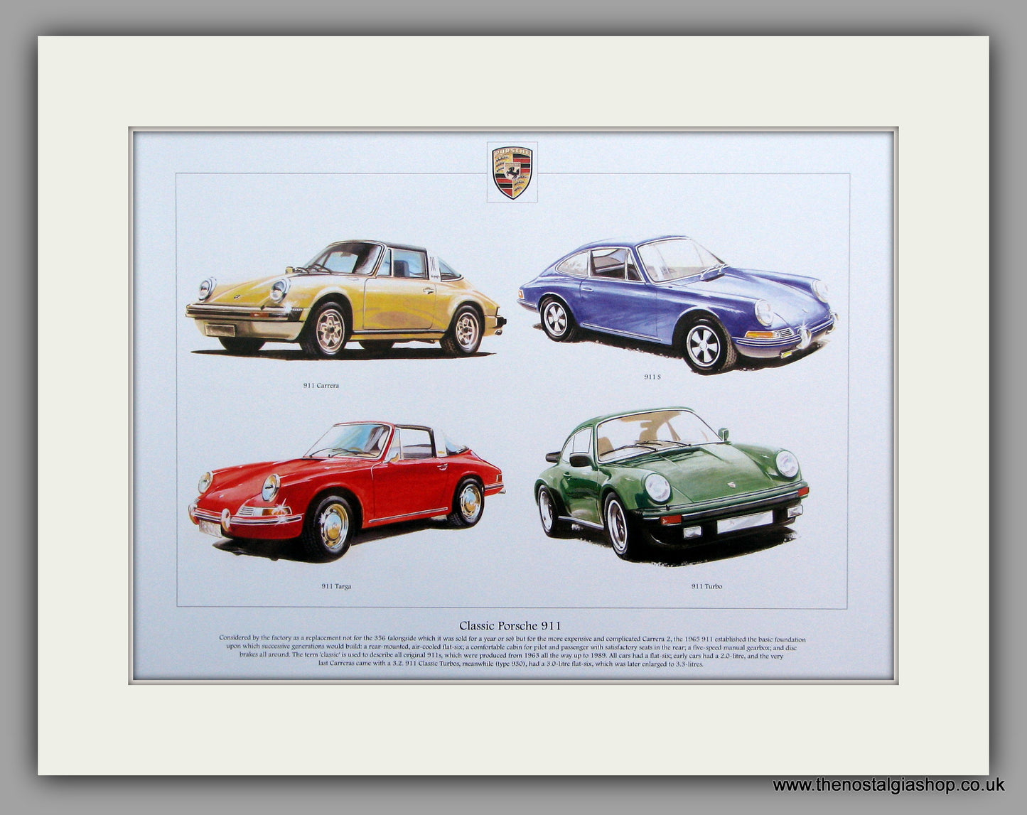 Porsche 911.  Mounted Print