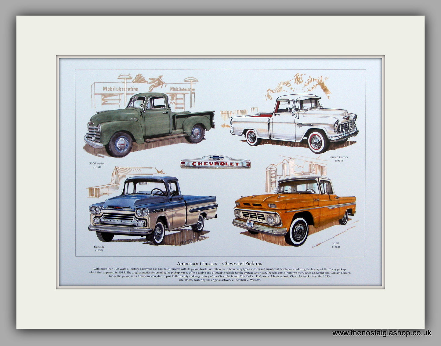 Chevrolet Pickups.  Mounted Print