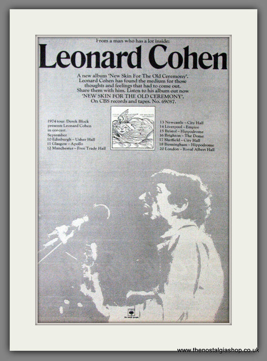 Leonard Cohen, New Skin For The Old Ceremony. Original Advert 1974 (ref AD12638)