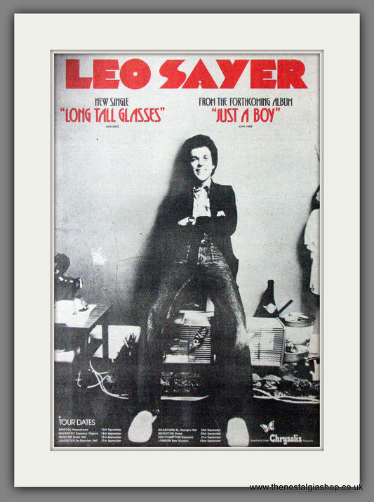 Leo Sayer Just A Boy. Original Advert 1974 (ref AD12639)