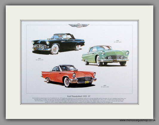 Ford Thunderbird 1955 - 1957.  Mounted Print