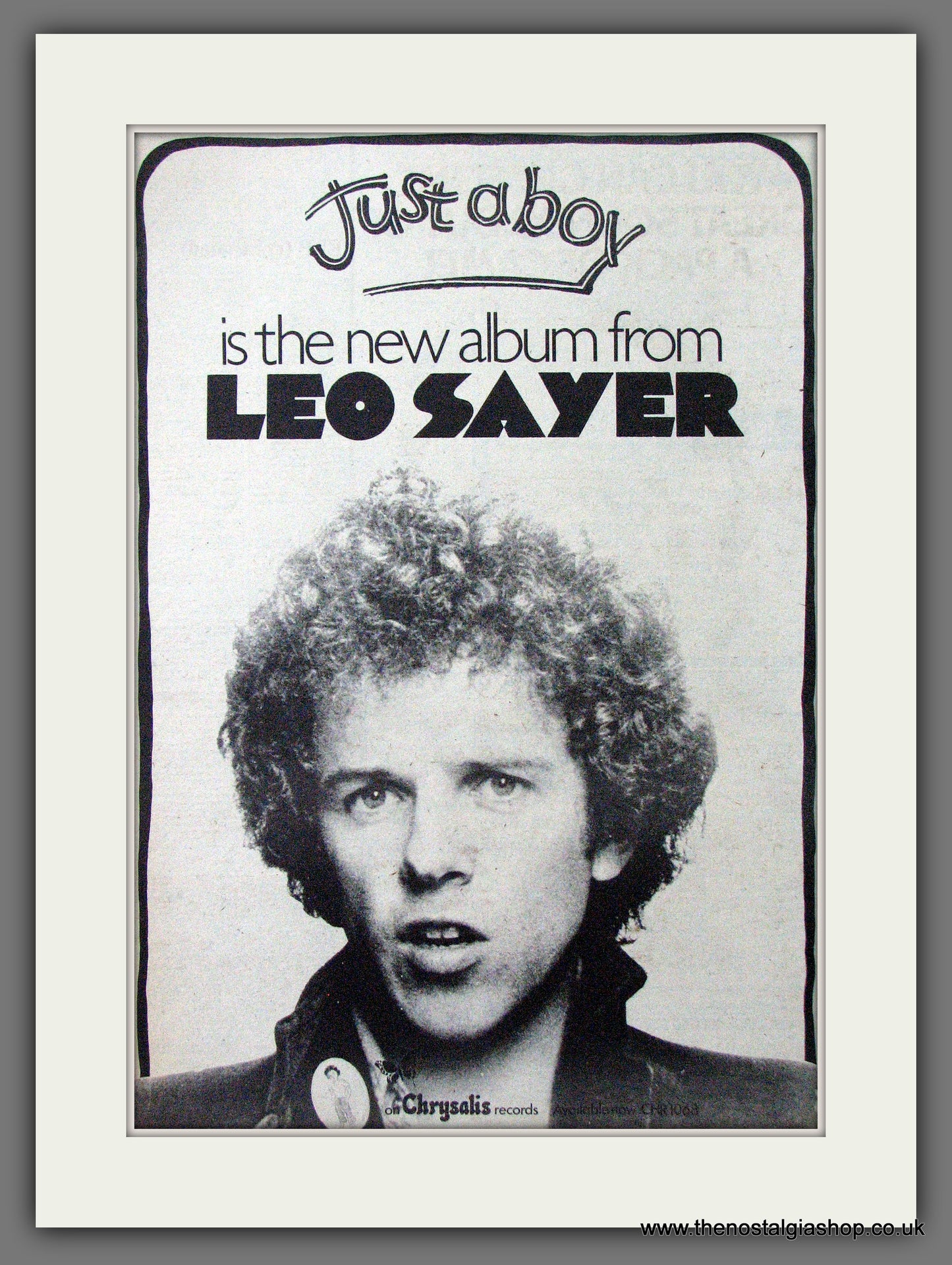 Leo Sayer Just A Boy. Original Advert 1974 (ref AD12642)