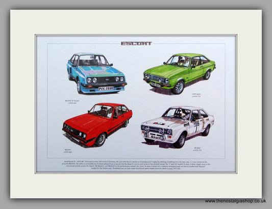 Ford Escort Mk II 1975 - 1980.  Mounted Print