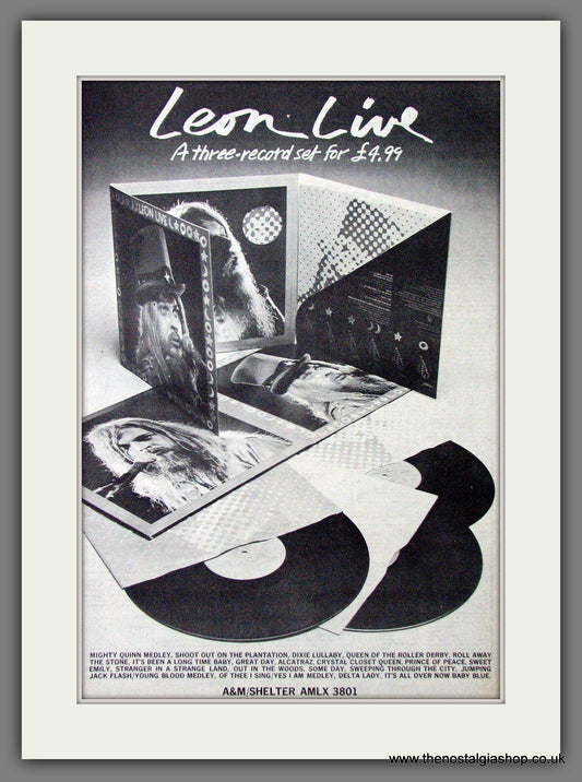 Leon Russell Live. Original Advert 1973 (ref AD12664)