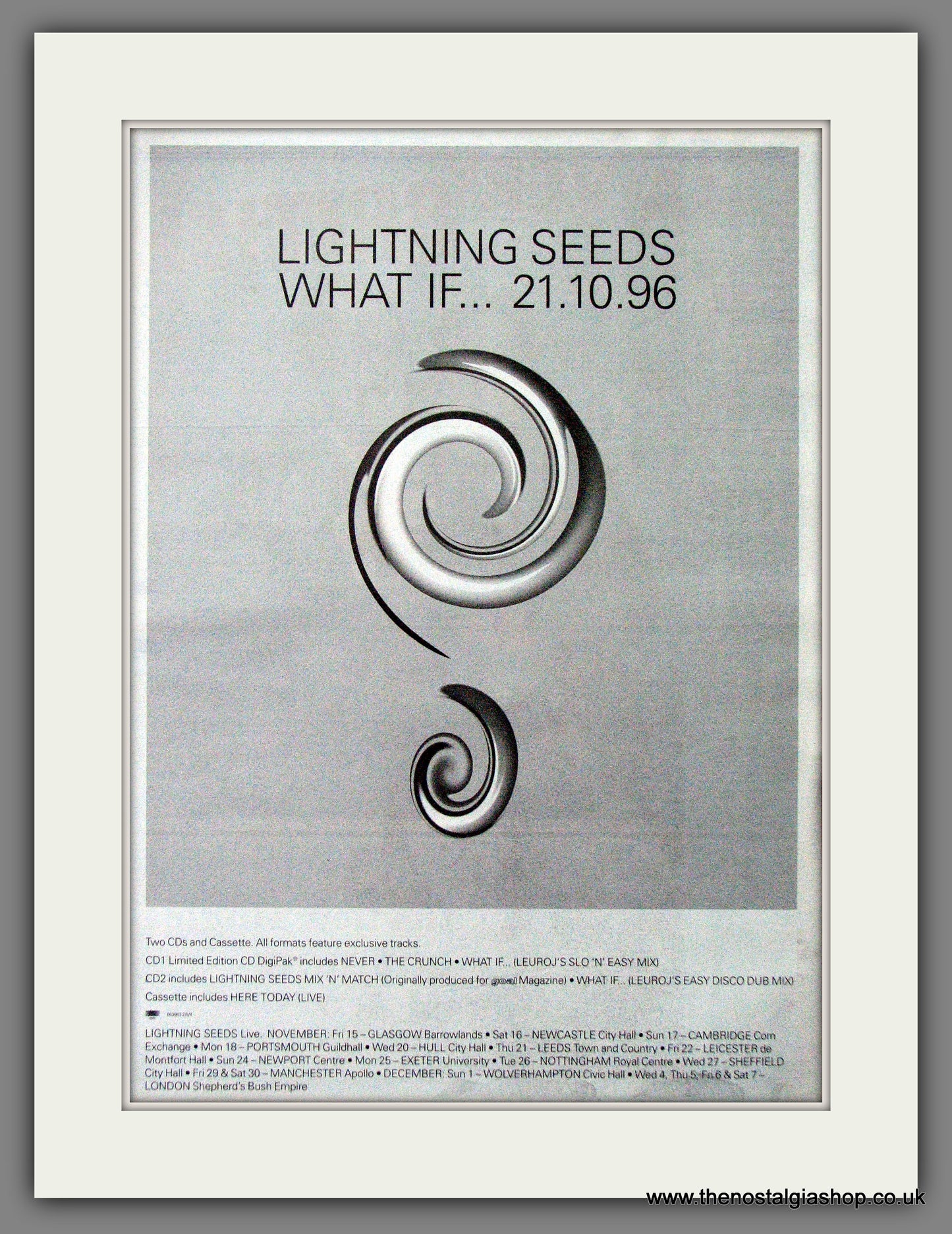 Lightning Seeds What If. Original Advert 1996 (ref AD12669)