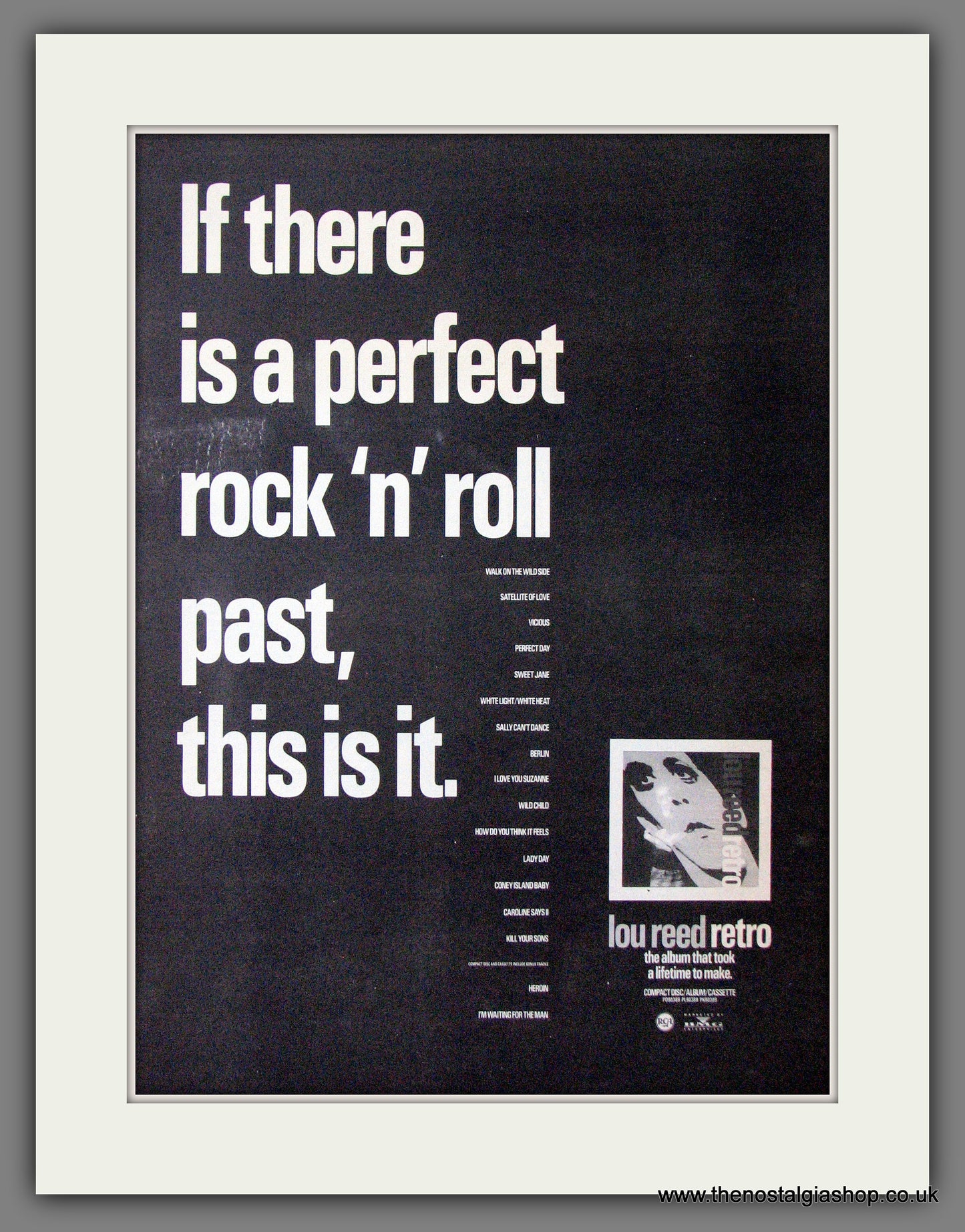 Lou Reed Retro. Original Advert 1989 (ref AD56251)