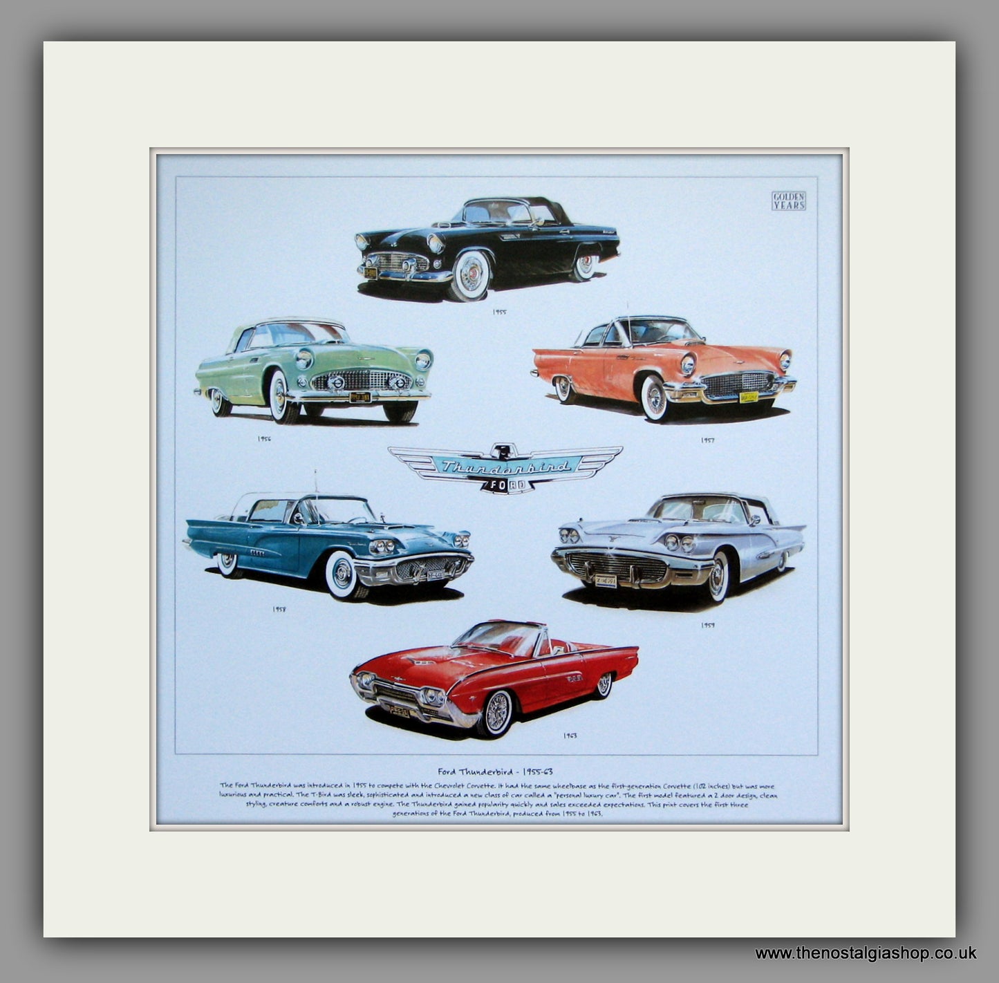 Ford Thunderbird 1955-63. Mounted Car Print