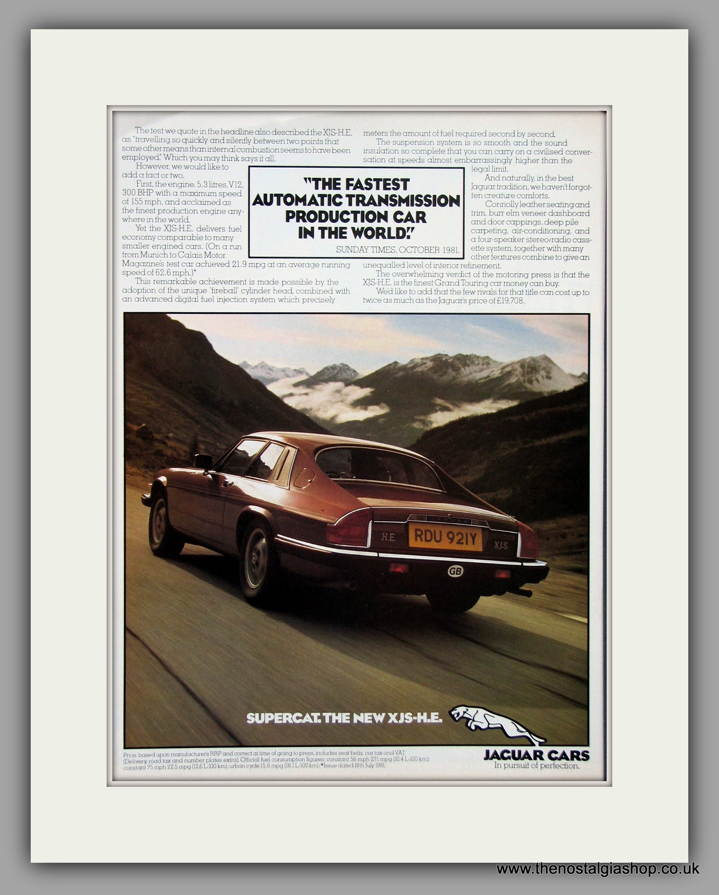 Jaguar XJ-S H.E. 1982. Vintage Advert (ref AD7720)