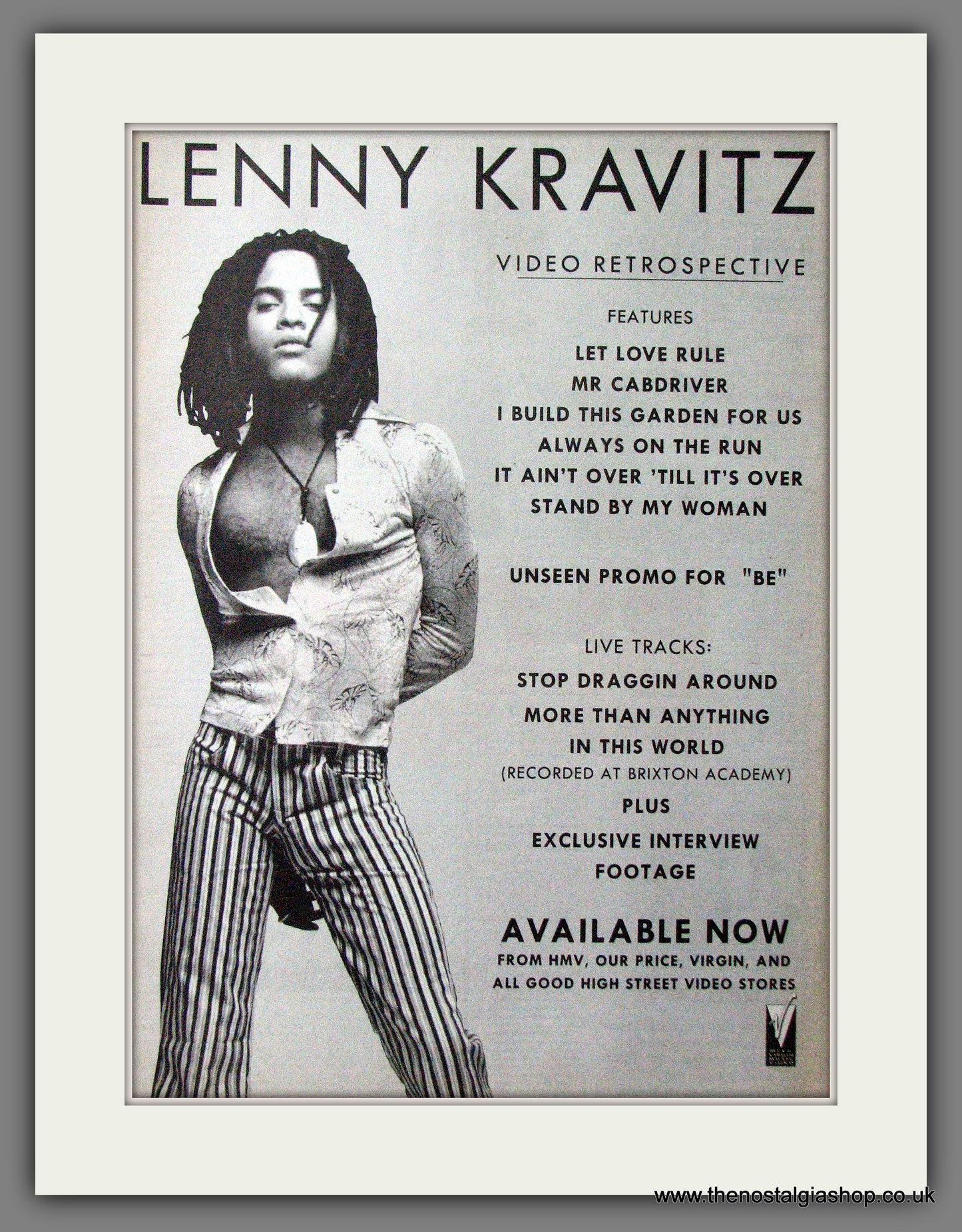 Lenny Kravitz Video Retrospective. Original Advert 1991 (ref AD12714)