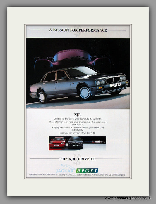 Jaguar XJR 3.6. 1989. Original Vintage Advert (ref AD7739)