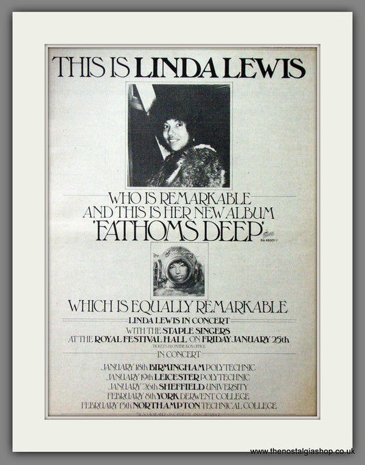 Linda Lewis Fathoms Deep. Original Advert 1974 (ref AD12736)