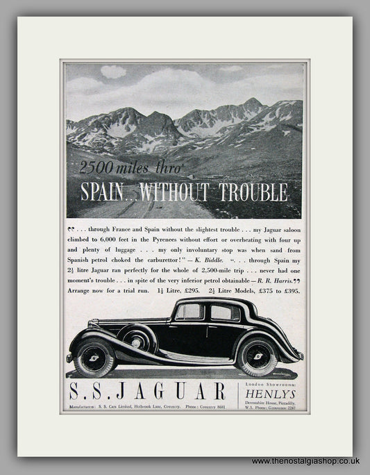 Jaguar SS. 1936. Original Vintage Advert (ref AD7750)