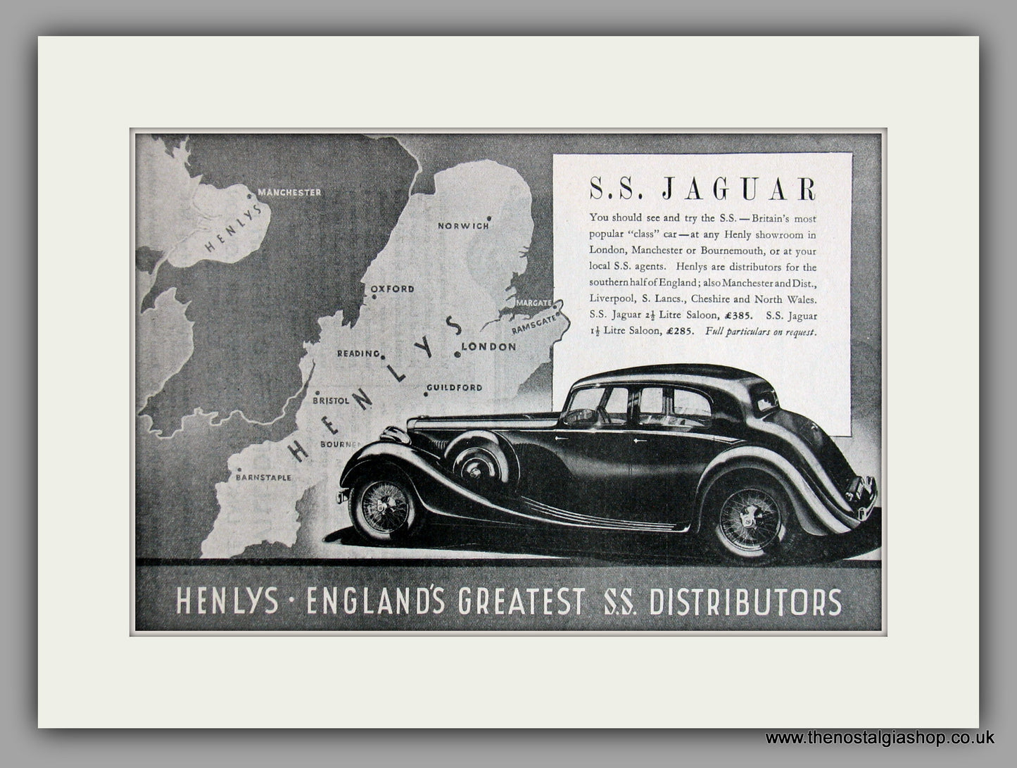 Jaguar SS. 1936 Henleys. Original Vintage Advert (ref AD7752)