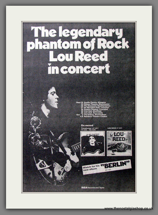 Lou Reed In Concert. Original Advert 1973 (ref AD12749)