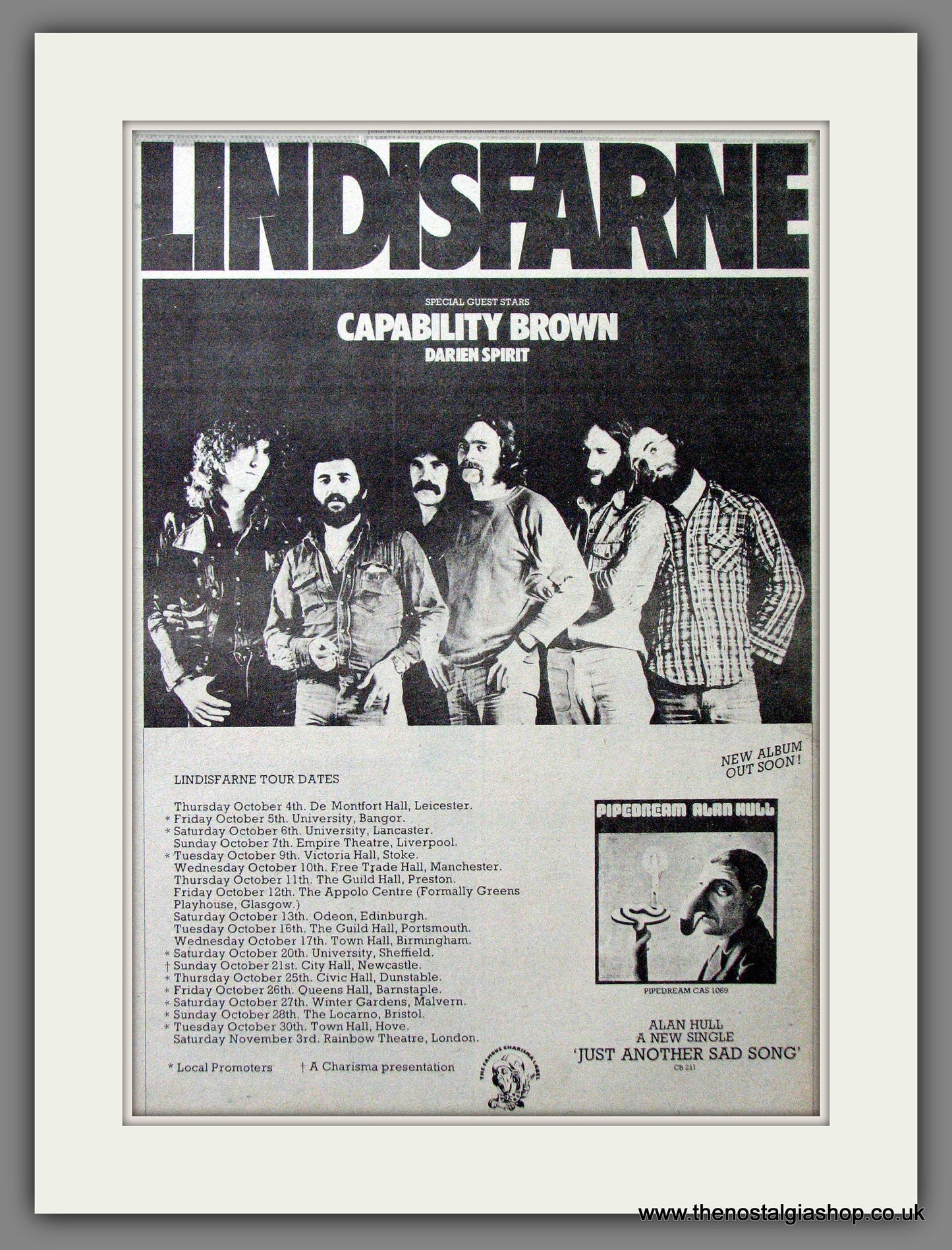 Lindisfarne Tour Dates. Original Advert 1973 (ref AD12752)