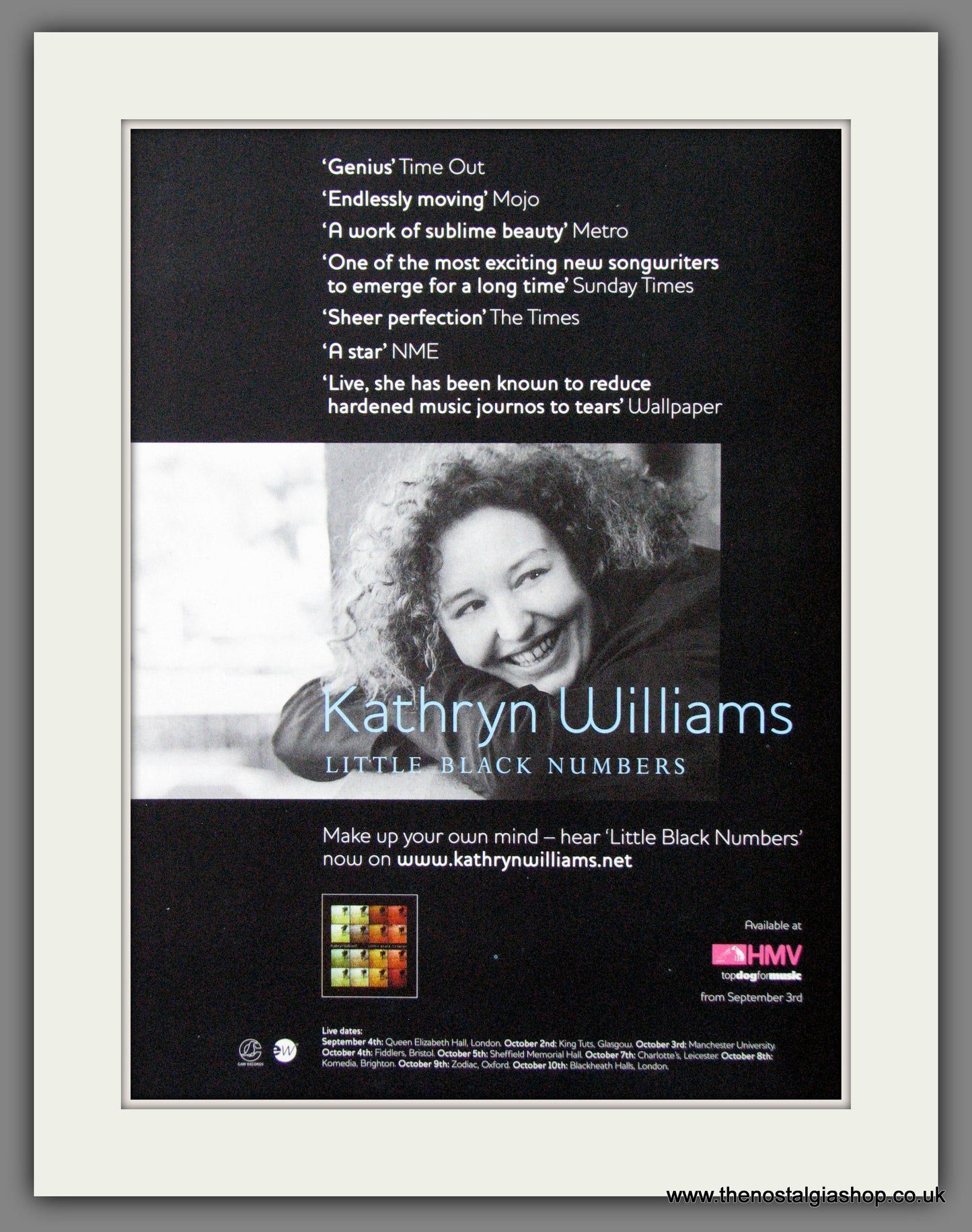 Katherine Williams. Little Black Numbers. 2001 Original Advert (ref AD55120)