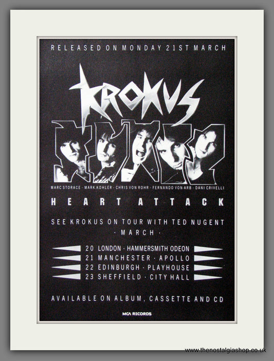 Krokus. Heart Attack. 1988 Original Advert (ref AD55146)