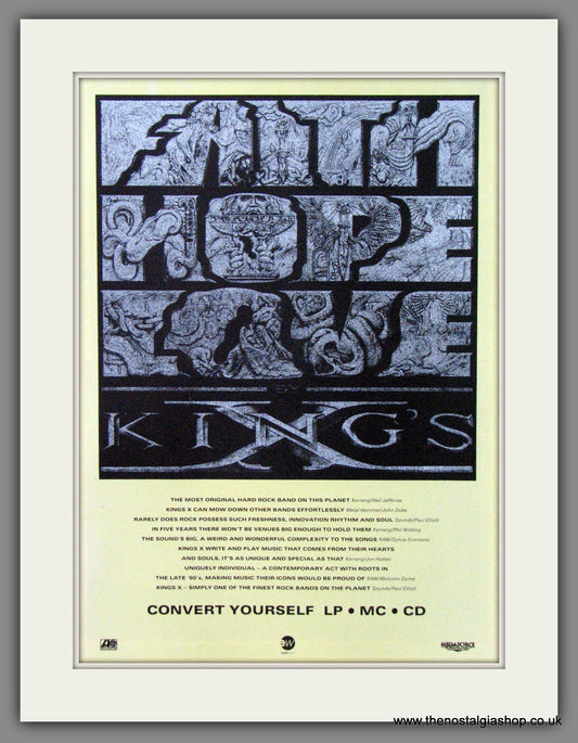 King's X. Faith Hope Love. 1990 Original Advert (ref AD55151)