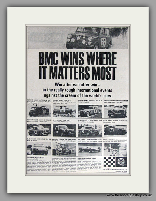 BMC Mini Cooper S  Wins and Wins. 1965 Original Vintage Advert (ref AD7808)