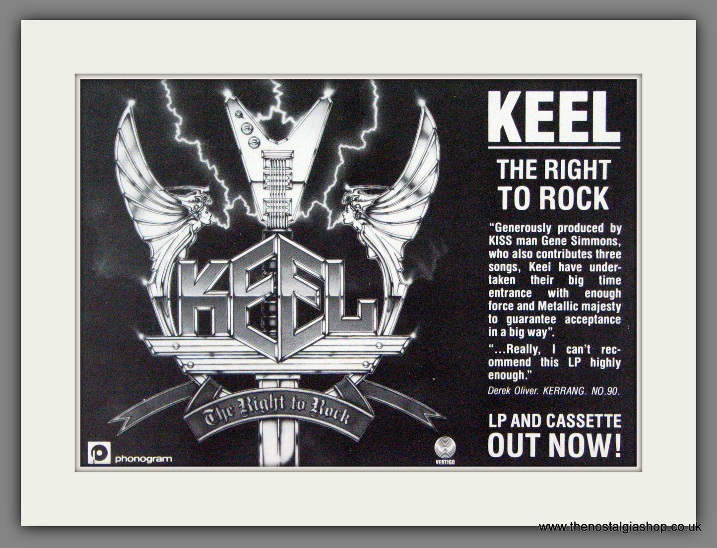 Keel. The Right To Rock. 1985 Original Advert (ref AD55169)