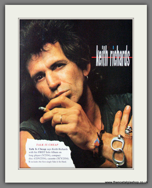 Keith Richards. Talk Is Cheap. 1988 Original Advert (ref AD55102)