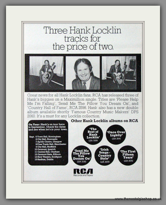 Hank Locklin. UK Tour 1975.  Original Advert (ref AD55212)