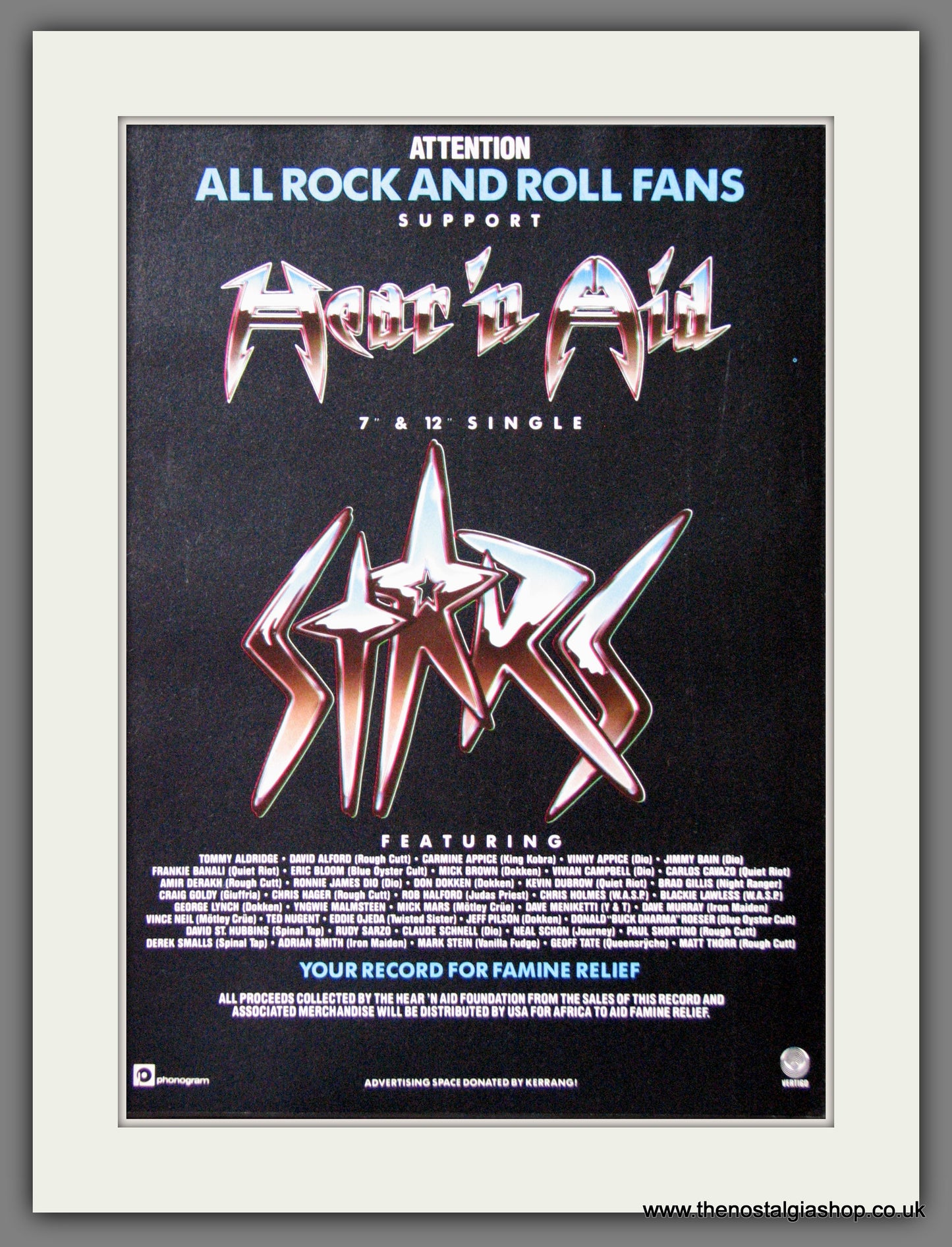 Hear 'N Aid. Stars. 1986. Original Advert (ref AD55230)