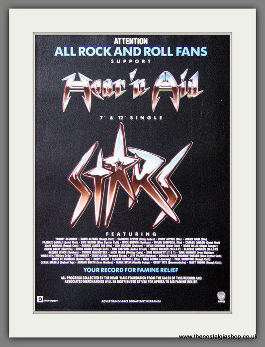 Hear 'N Aid. Stars. 1986. Original Advert (ref AD55230)