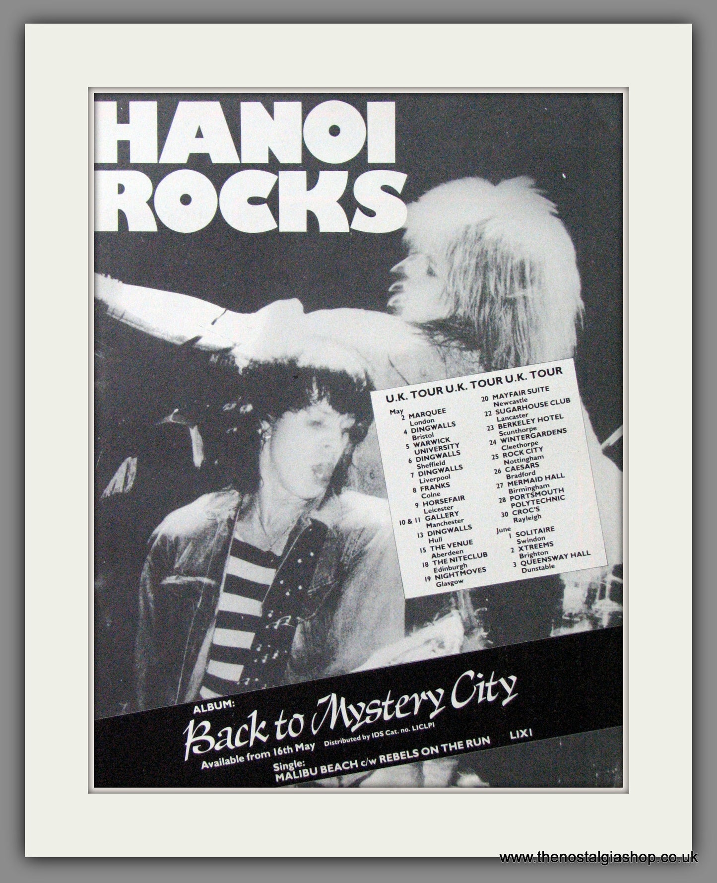 Hanoi Rocks. Back To Mystery City. UK Tour. 1983. Original Advert (ref AD55234)