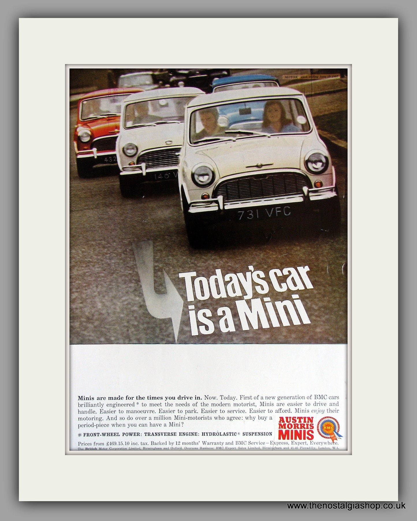 Mini Austin Morris 1965. Original Vintage Advert (ref AD7878)