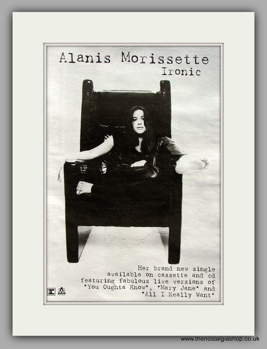 Alanis Morissette. Ironic.  Original Vintage Advert 1996 (ref AD10233)