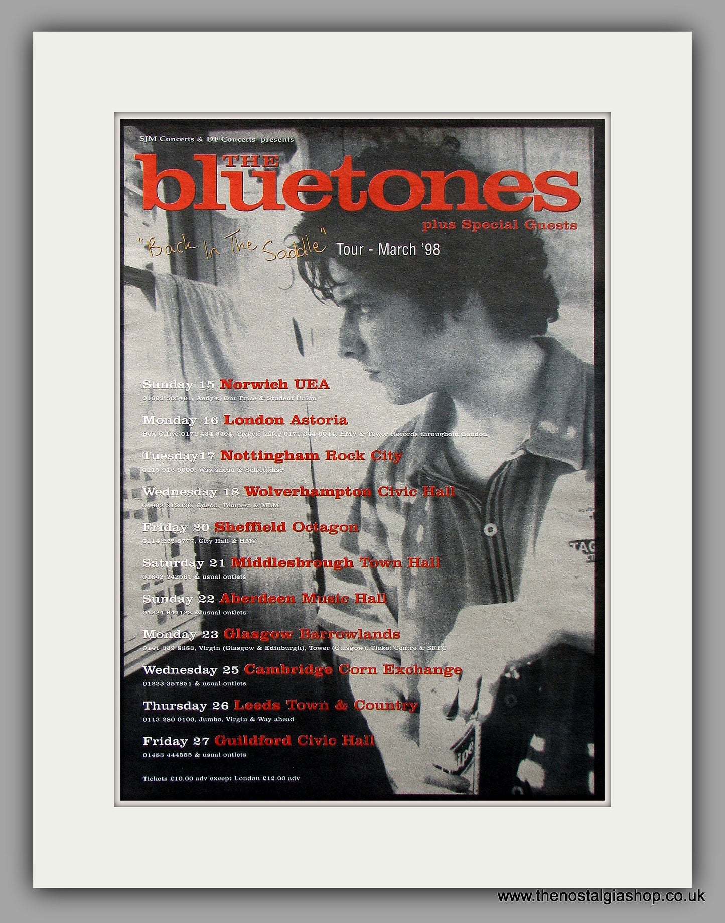 Bluetones (The) Back In The Saddle Tour Dates. Original Vintage Advert 1997 (ref AD10240)