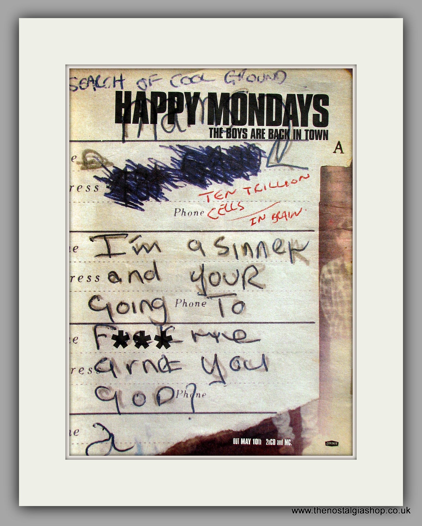 Happy Mondays. The Boys Are Back In Town. Original Vintage Advert 1999 (ref AD10280)