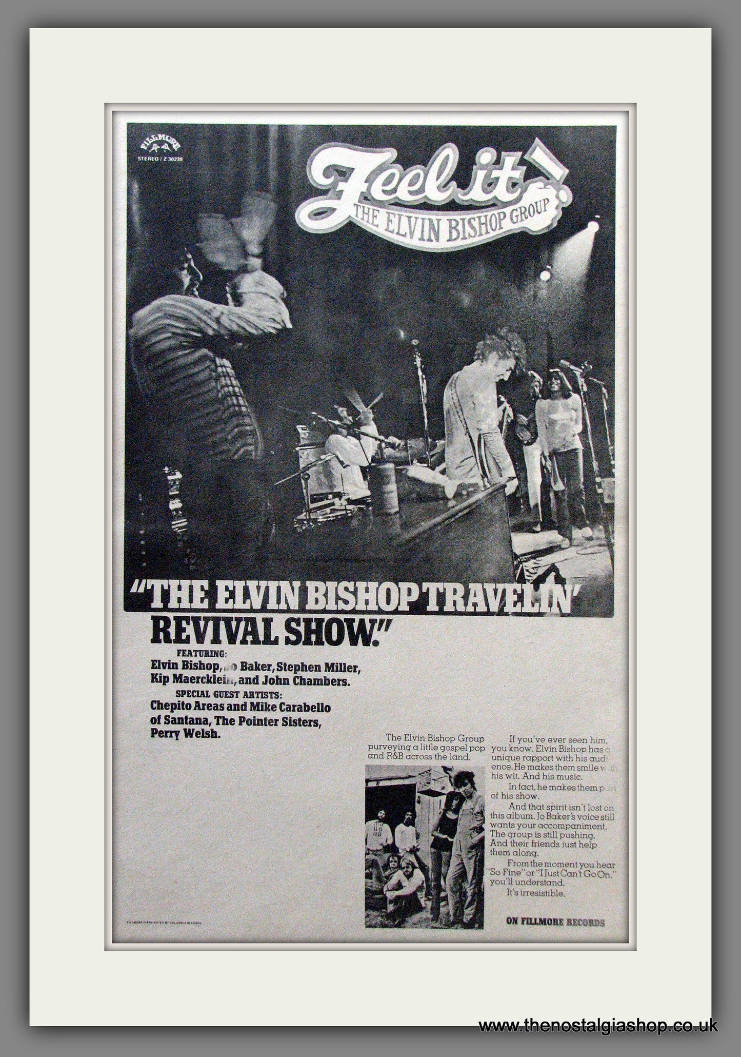 The Elvin Bishop Travelin' Revival Show. Original Advert 1971 (ref AD12756)