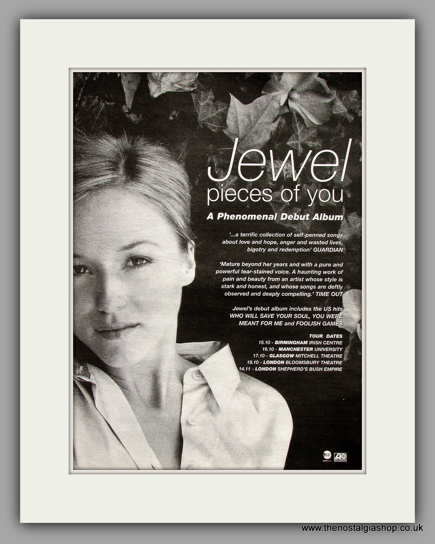 Jewel, Pieces of You, Debut Album. Original Vintage Advert 1997 (ref AD10284)