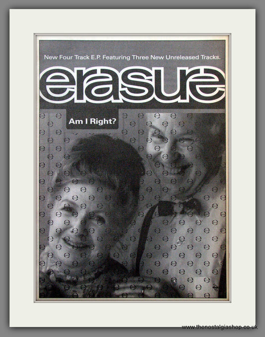 Erasure Am I Right. Original Advert 1991 (ref AD12763)