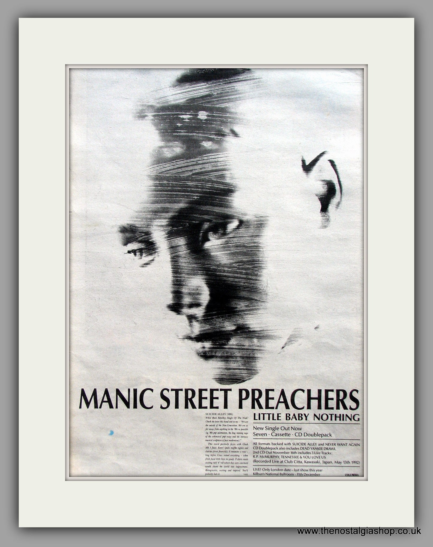 Manic Street Preachers. Little Baby Nothing. Original Vintage Advert 1992 (ref AD10290)