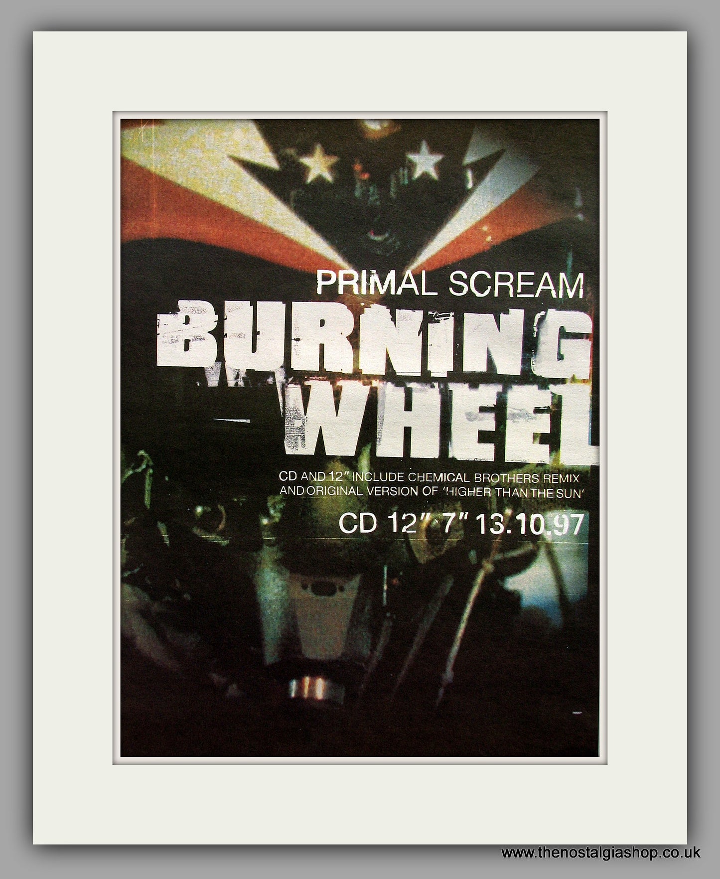 Primal Scream. Burning Wheel. Original Vintage Advert 1997 (ref AD10307)