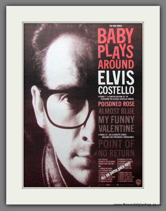 Elvis Costello Baby Plays Around Tour Dates. Original Advert 1989 (ref AD12798)